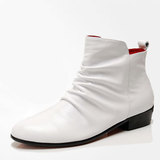 白色韩版英伦男士皮靴潮流短靴流行男靴子潮型男鞋骑士马丁靴