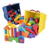EVA儿童多彩益智大块泡沫拼插建构积木50块 软体彩色 积木桶0-6岁