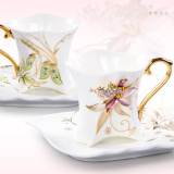 包邮陶瓷豌豆珐琅瓷杯咖啡杯子情侣礼品创意艺术茶水杯