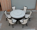 大理石餐桌椅组合 圆形餐桌 新古典后现代餐桌 双层餐桌 餐椅包邮