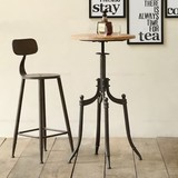美式复古北欧工业风格 实木铁艺桌椅组合三件套 休闲咖啡桌子包邮