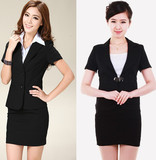 2016特价韩版短袖女西装OL通勤职业新款女西服套装单粒扣夏款黑色