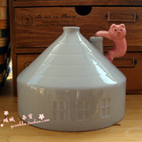 和风小猪蚊香炉 陶瓷器小房子蚊香盘 Zakka日本原单杂货