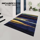 麦克罗伊进口羊毛 定制简约现代条纹混色渐变 卧室客厅满铺地毯
