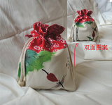 中国风手绘帆布小包包民族风手工福袋收纳袋布袋手机袋束口袋