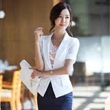 2014新款女装夏季通勤短款小西服女式韩版潮百搭修身显瘦短袖外套
