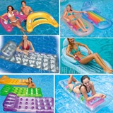 包邮美国INTEX充气浮排扶手靠背躺椅海滩水上娱乐休闲浮床沙滩床