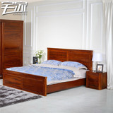 宅家高端柚木床全实木床现代中式柚木双人储物床柚木家具1.8米1.5