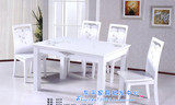 时尚新款882餐桌白色简约烤漆餐桌实木大理石餐桌椅组合厂家直销
