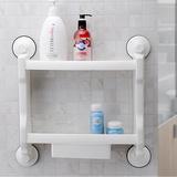 双庆优质双层吸壁置物架 浴室吸墙洗浴用品收纳架 强力吸盘置物架