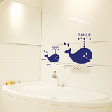 浴室墙贴 卫生间玻璃贴纸瓷砖贴 浪漫卧室儿童房墙贴画 可爱鲸鱼