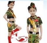 2016新品军旅现代迷彩舞蹈演出服装女装裙女兵表演服海军儿童军装