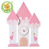 儿童时钟客厅挂钟粉色女孩挂钟个性创意时钟卧室静音壁钟欧式包邮