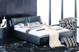 斯可馨LB065真皮床双人床1.8米婚床榻榻米床软床现代简约皮艺床