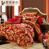 高档欧式奢华大红色结婚庆床上用品多件套件 丝绵提花十件套床盖