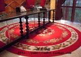 新西兰进口纯羊毛地毯办公室酒店大厅红色圆形地毯客厅茶几地毯