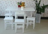 特价餐桌 折叠餐桌 实木松木可折叠组合餐桌 白色餐桌 一桌四凳