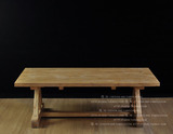 美式乡村复古做旧餐桌 田园实木桌子长方形餐桌 全实木餐桌会议桌
