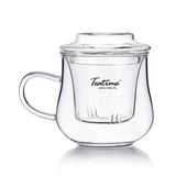 teatime包邮玻璃杯 过滤式带盖办公茶杯 耐热透明水杯 花草茶茶杯