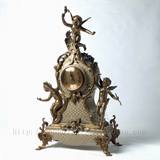 陶瓷配铜包铜镶铜天使座钟静音电子钟表复古做旧欧式摆件别墅软装