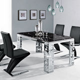 可定制不锈钢大理石餐桌椅组合特价时尚钢化玻璃餐台创意吃饭桌