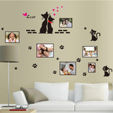爱心猫照片相框墙贴 卧室创意温馨背景墙贴画客厅装饰家居墙贴纸