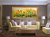 纯手绘油画 高档大气餐厅客厅装饰画 向日葵油画装饰画 美画正品