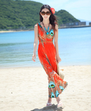 2014沙滩裙波西米亚牛奶丝长款夏海边显瘦连衣裙女吊带长裙