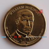 2013年美国1美元总统币.第25枚.威廉·麦金莱纪念币.保真.四冠
