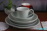 外贸陶瓷餐具出口英国皇家道尔顿ROYAL餐盘盆碗杯碟套装 浅灰色