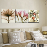现代简约透明花卉 装饰画墙壁挂画 三联无框画客厅卧室沙发背景墙