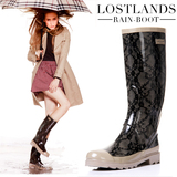 LOSTLANDS 优质 帅气经典女式雨鞋 女士高筒雨靴时尚蕾丝雨鞋