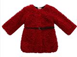 16秋装新款宝宝外贸童装女童儿童女孩红色仿羊毛可爱漂亮风衣外套