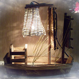 创意木质帆船台灯工艺灯带笔筒  家居装饰生日节日礼物