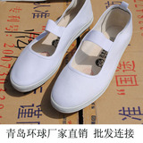 2012青岛环球专柜正品纯白色无胶头体操舞蹈工装鞋帆布平底护士鞋