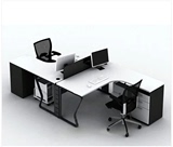 长沙办公家具 简约现代组合桌 黑白时尚办公台 蝴蝶脚职员桌