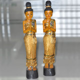 泰国工艺品木雕迎宾女侍女萨瓦蒂装饰摆件摆设东南亚家居佛像站佛