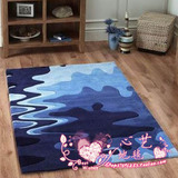 现代简约蓝色地中海风格抽象地毯家用房间客厅卧室满铺地垫长方形