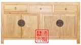 新中式家具 简约现代 实木榆木玄关柜 门厅柜 餐边柜3抽4门