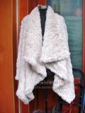 海宁市2014新款兔毛编织开衫翻领中长款皮草皮毛一体外套女子大衣