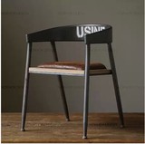 美式乡村实木餐椅复古咖啡椅吧台椅带实木坐垫办公椅带扶手电脑椅