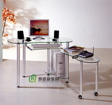 现代简约电脑桌台式家用电脑桌钢化玻璃办公桌简约转角电脑台包邮