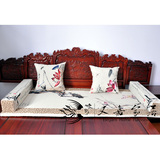 [嘉]定做棕垫中式古典红木家具刺绣罗汉床垫五件套-映日荷花系列