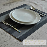 外贸欧式环保pvc西餐垫餐桌垫杯垫隔热垫水洗速干 条纹黑色