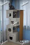 CatS-D5b 三层积木猫爬架+通天柱+储存柜(共四层)！CatS猫家具