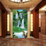 壁画客厅卧室玄关3D立体风景走廊电视背景墙纸 pvc壁纸山水瀑布