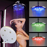 LED花洒喷头 卫生间洗澡用圆形8寸20cm全铜发光温控变色淋浴单头