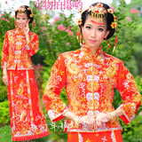 中式礼服孕妇婚礼结婚新娘龙凤褂裙褂嫁衣敬酒服红色长款手工钉珠