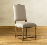 出口欧美家具法 美式复古实木比利时亚麻布面料盾背软包餐椅子