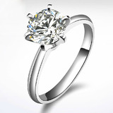 珠宝首饰18K金镶钻一克拉钻戒男女结婚戒指环